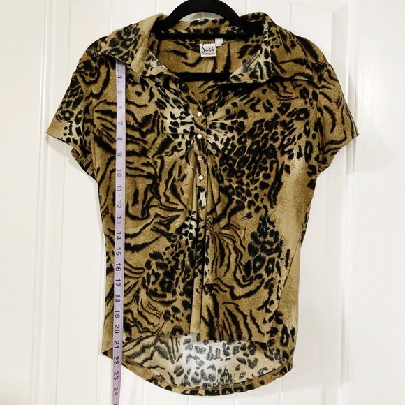SASH Vintage leopard print short sleeve top ~ SMALL MEDIUM rockabilly goth shirt - Picture 6 of 14